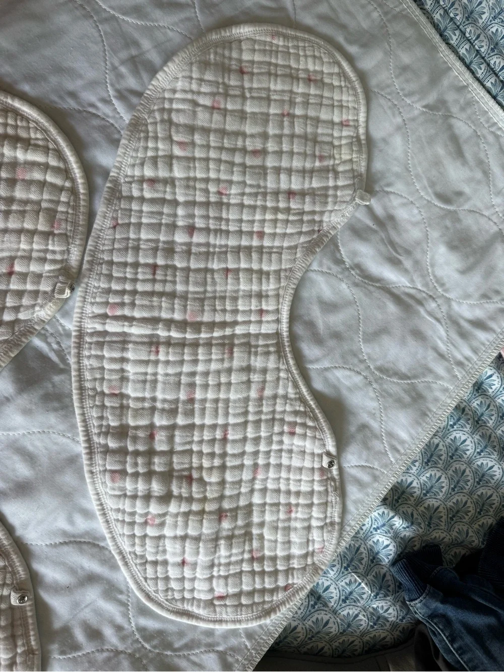 Kids Quilted Nursing Burp Cloths with Pink Heart Accents